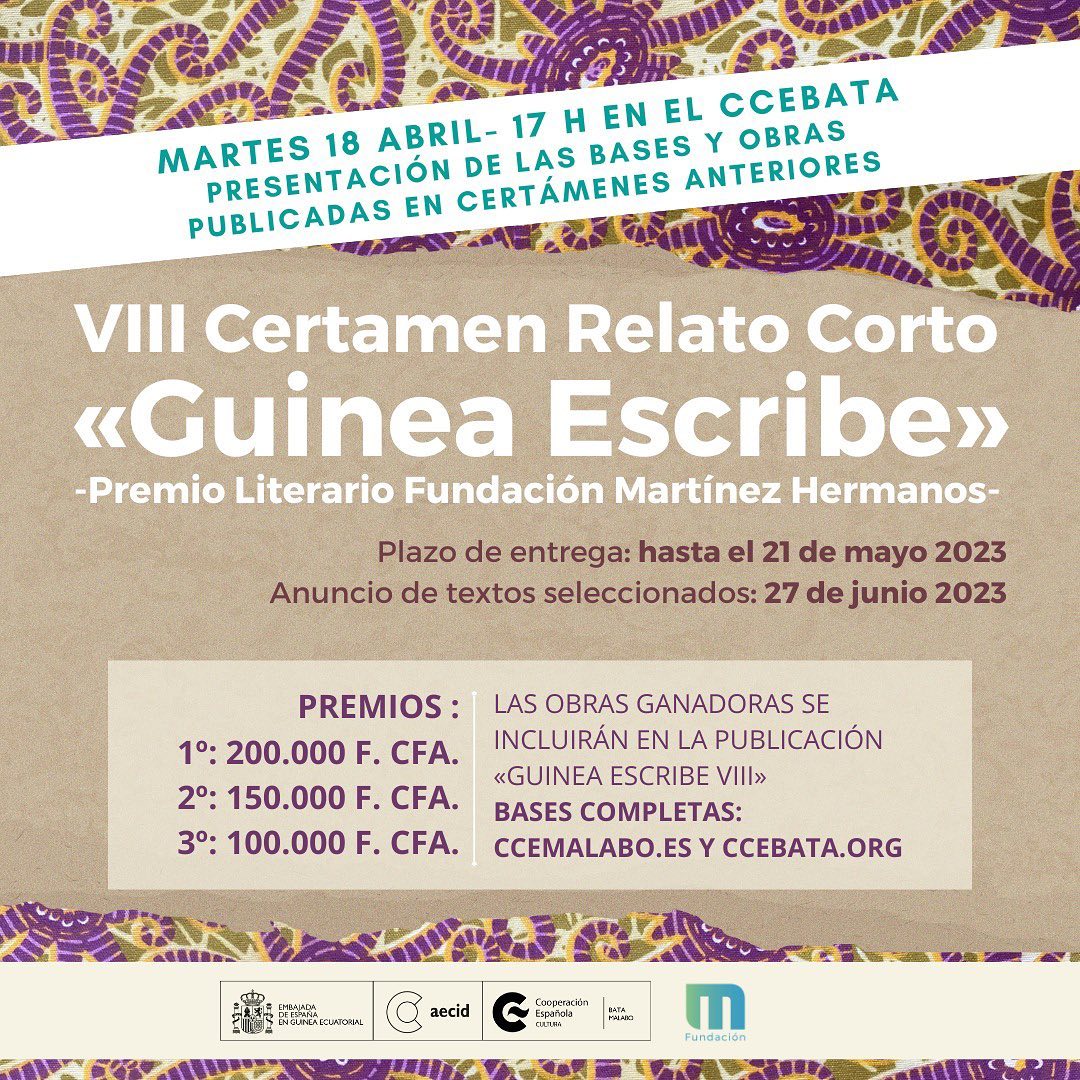 Los Centros Culturales de España en Guinea Ecuatorial anuncian la convocatoria del VIII Certamen de Relato Corto 