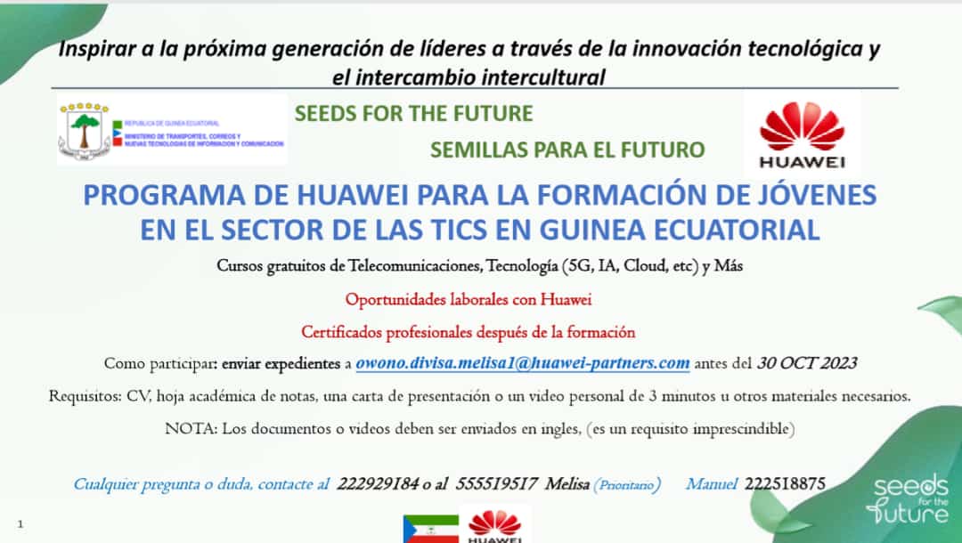 HUAWEI lanza en Guinea Ecuatorial la segunda edición del proyecto «Seeds For The Future»